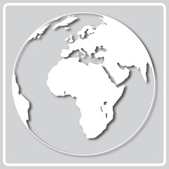 gray icon with white silhouette of a world map