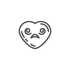 Dizzy heart Face emoji line icon. linear style sign for mobile concept and web design. Shocked heart shape emoticon outline vector icon. Love symbol, logo illustration. Vector graphics