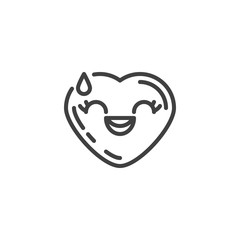 Grinning Face With Sweat emoji line icon. linear style sign for mobile concept and web design. Laughing heart shape emoticon outline vector icon. Love symbol, logo illustration. Vector graphics