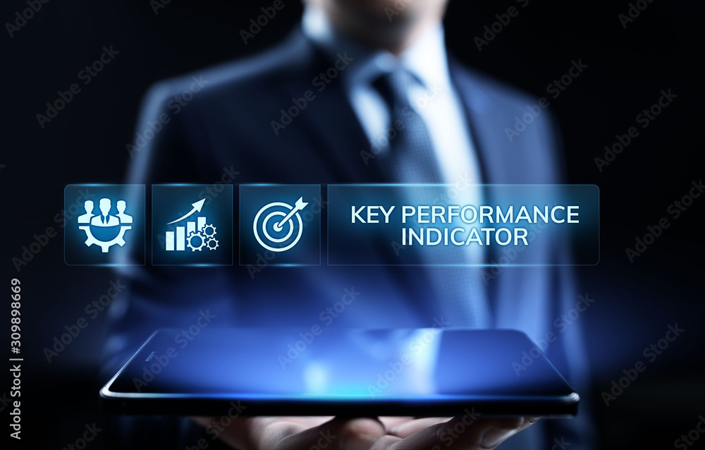 Poster kpi key performance indicator business and industrial analysis concept on screen.
