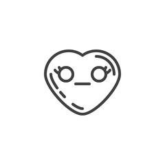 Neutral heart face emoji line icon. linear style sign for mobile concept and web design. Calm heart shape emoticon outline vector icon. Love symbol, logo illustration. Vector graphics