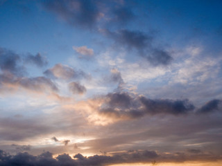 Sunset  blue sky nature background.