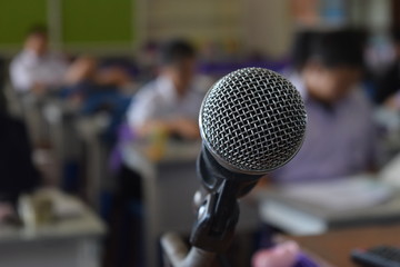 Microphone base infront of the classroom