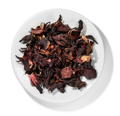 Hibiscus tea for making a drink on a white background