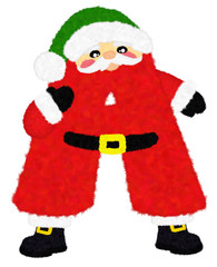 3D “Santa Claus Cartoon Character wool fur feather letter” creative decorative with Green Christmas hat,  Alphabet A isolated in white background has clipping path. Design font for Christmas concept.