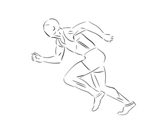 Fototapeta na wymiar Running athlete man. Hand drawn. Vector sketch illustration.