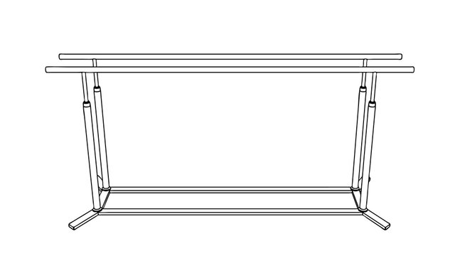 Parallel bars. Vector outline illustration. Front view.