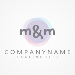 M & M Initial handwriting symbol design concept