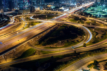 Fototapeta na wymiar Elevated highway and overpass in Dubai 