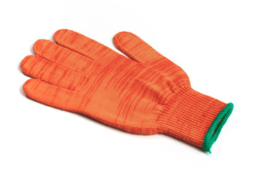 Orange work gloves isolated on white background - Image