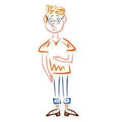 discouraged guy with glasses, asking for something, singing or misunderstanding