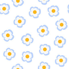 Vector seamless Daisy pattern on white background