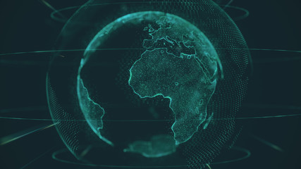 Global communication technology and telecommunication financial network around planet Earth....