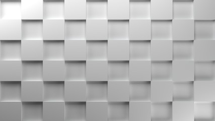 Abstract checkered background texture, 3d render, white