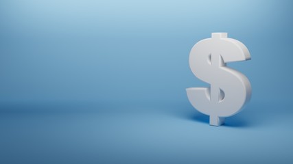 White 3d dollar sign isolated on light blue background perfect for presentations