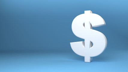 White 3d dollar sign isolated on blue background perfect for presentations
