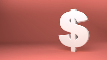White 3d dollar sign isolated on red background perfect for presentations