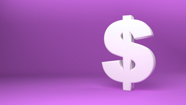 White 3d dollar sign isolated on pink background perfect for presentations
