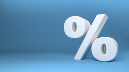 Percentage icon 3D on blue background 3d illustration