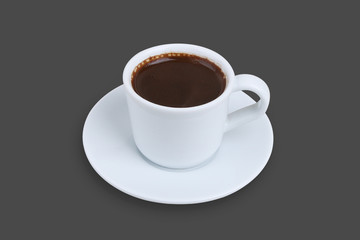 Turkish Coffee Cup - Coffee in a white cup isolated on a Gray background 