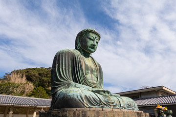 Fototapeta na wymiar Great Buddha of Kamakura or Kamakura Daibutsu is a World Heritage Site by UNESCO at Kotoku-in Temple.