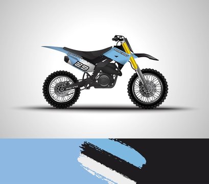 Racing motorcycle wrap decal and vinyl sticker design. Concept graphic abstract background for wrapping vehicles, motorsports, Sportbikes, motocross, supermoto and livery. Vector illustration. Estonia