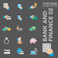 High quality colorful icons of banking and finance. Flatlinge are the best pictogram pack, unique design for all dimensions and devices. Vector graphic, Logo, symbol and website content.