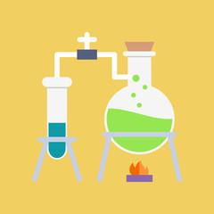 Chemistry decorative flat icons. alchemy lab test and research equipment.