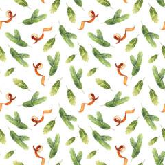 Watercolor Christmas mulled wine seamless pattern. Merry Christmas and Happy New Year holiday illustration.
