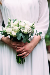 white wedding bridal bouquet, wedding day