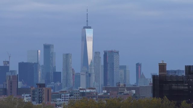 Manhattan skyline, as seen from a rooftop in Brooklyn, New York, 29th October 2018