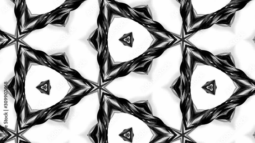 Poster 4k seamless looped animation of black and white pattern with ribbons are twisted and formed complex 