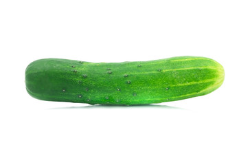Close-up of whole cucumber fresh green isolated on white background.