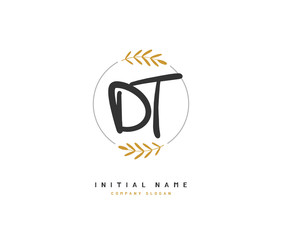 D T DT Beauty vector initial logo, handwriting logo of initial signature, wedding, fashion, jewerly, boutique, floral and botanical with creative template for any company or business.
