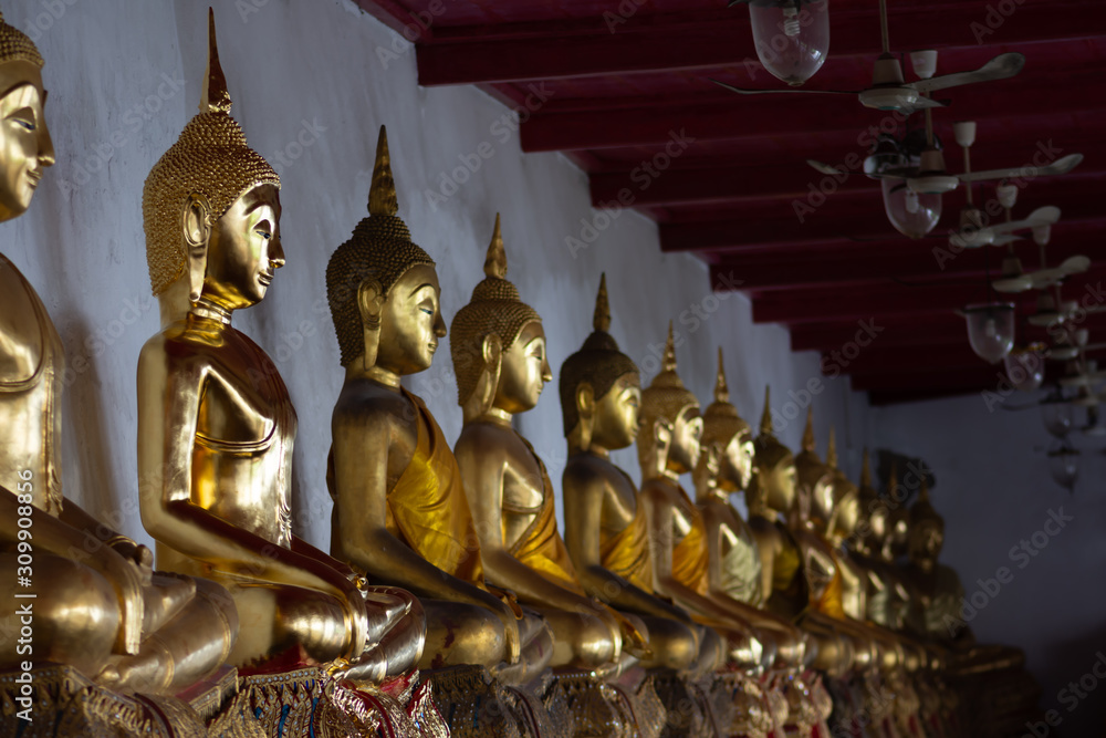 Wall mural buddha statue in bangkok, thailand.