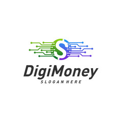 Digital money logo design concept vector, Simple Money Technology logo template, Icon Symbol, Creative design