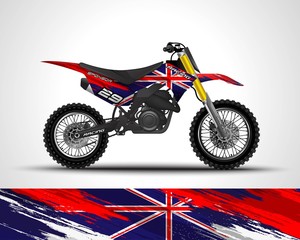 Racing motorcycle wrap decal and vinyl sticker design. Concept graphic abstract background for wrapping vehicles, Sportbikes, motocross, supermoto and livery. Vector illustration. United Kingdom