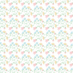 Fototapeta premium Seamless pattern with wildflowers in pastel colors. Summer floral background. Vector illustration EPS10