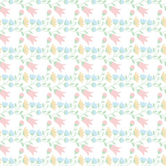 Seamless pattern with wildflowers in pastel colors. Summer floral background. Vector illustration EPS10
