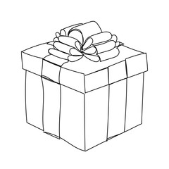 vector, isolated, gift in one line sketch, minimal design