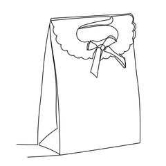 vector, isolated, paper bag one line sketch, for gifts