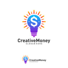 Bulb icon with money logo design concept vector, Simple Money icon with bulb logo template, Symbol, Creative design