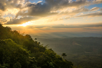 sunset sky with mountain