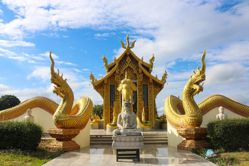 Fototapeta na wymiar Two serpent on staircase in Thai temple