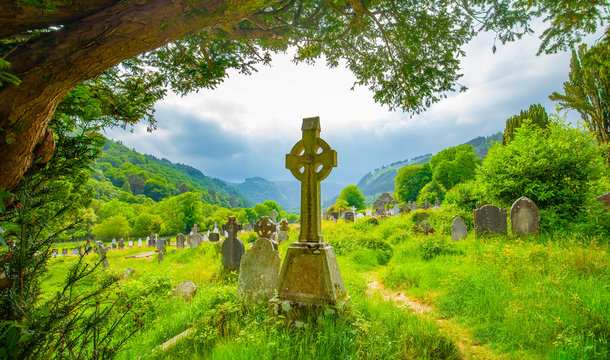 Old irish celtic cemetery in Glendalough