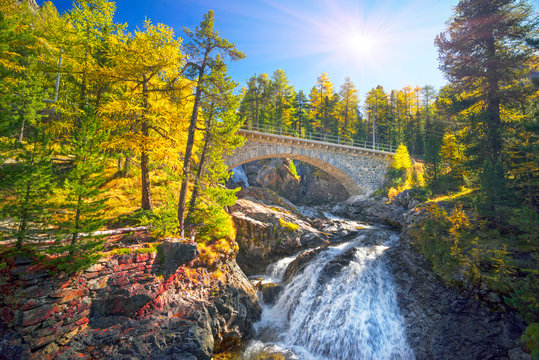 Railway bridge over the waterfall