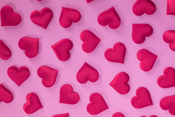 Valentines day hearts on pink