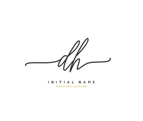 D H DH Beauty vector initial logo, handwriting logo of initial signature, wedding, fashion, jewerly, boutique, floral and botanical with creative template for any company or business.