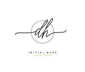 D H DH Beauty vector initial logo, handwriting logo of initial signature, wedding, fashion, jewerly, boutique, floral and botanical with creative template for any company or business.