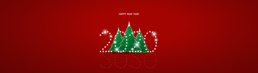 2020 Christmas Greeting Card. Christmas Background with Happy New Year and 2020 lettering, vector illustration.